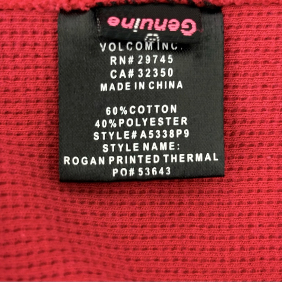 Volcom Rogan Printed Thermal T Shirt Sz. S/P Red - Picture 13 of 13